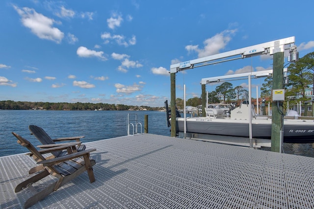 dock area with a water view