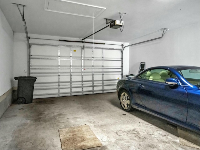 garage with a garage door opener