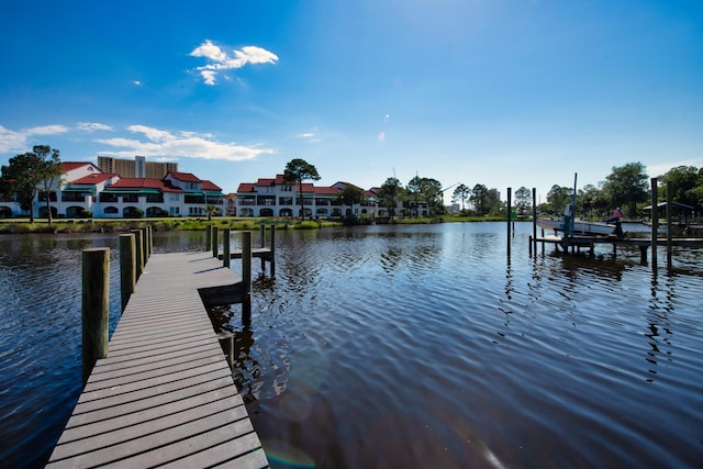 view of dock featuring a water view