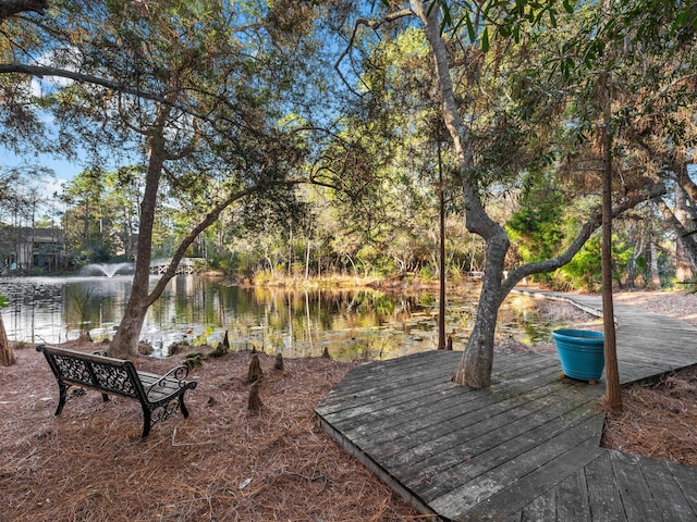 view of dock featuring a water view