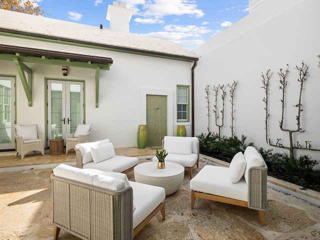 view of patio featuring french doors