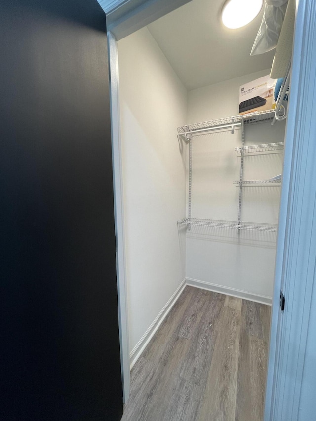 walk in closet featuring hardwood / wood-style floors