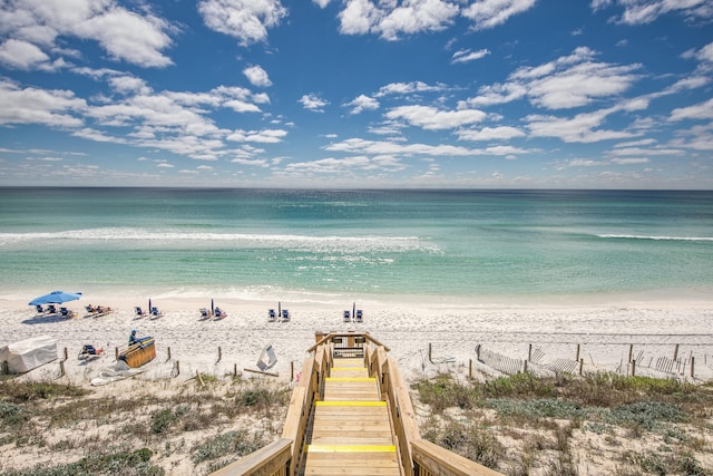 property view of water featuring a view of the beach