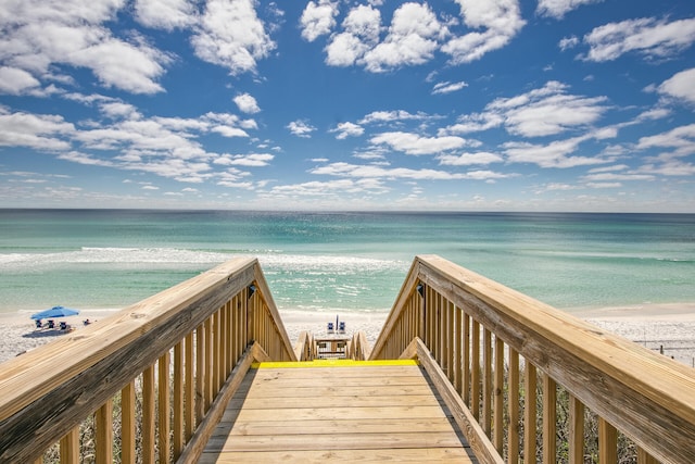 view of community featuring a view of the beach and a water view