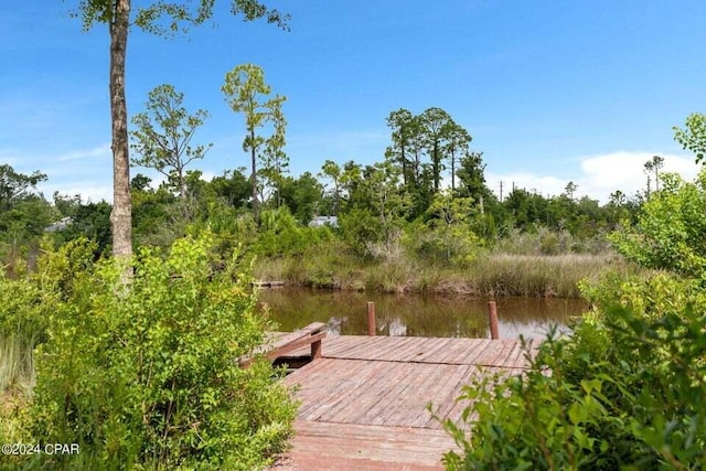 view of dock featuring a water view