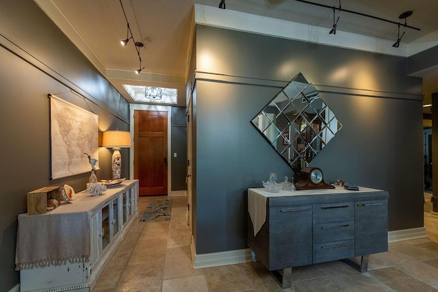 foyer with track lighting