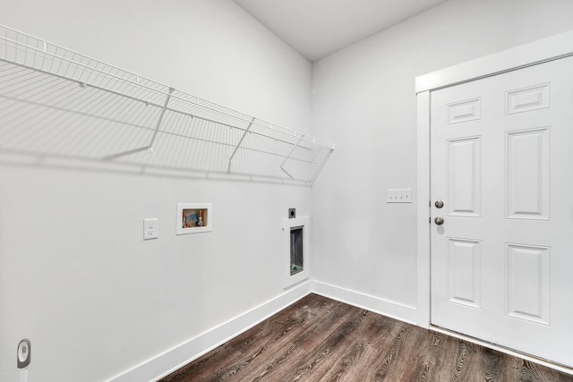 laundry room with dark hardwood / wood-style flooring, washer hookup, and hookup for an electric dryer