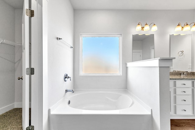 bathroom with a bath and vanity