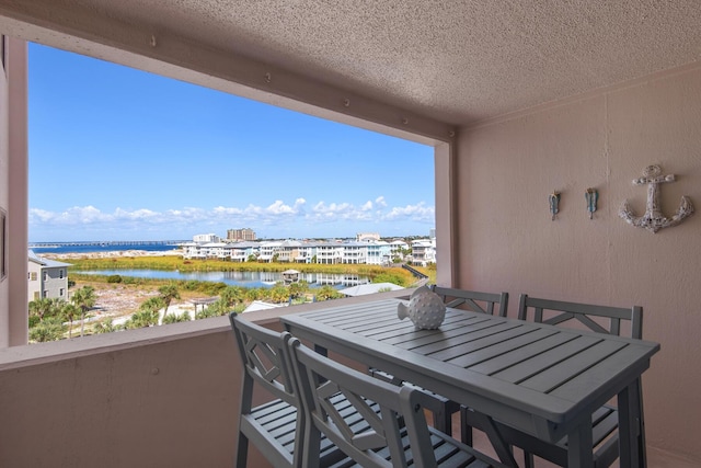 balcony with a water view