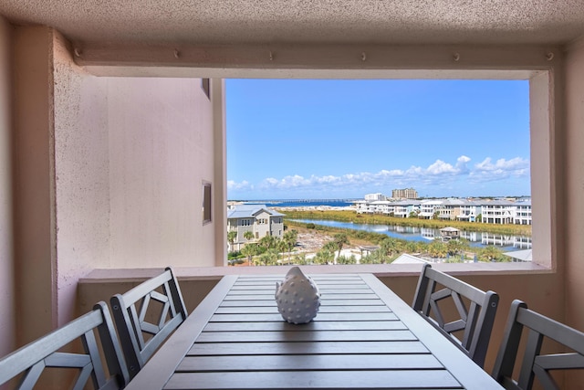 balcony with a water view