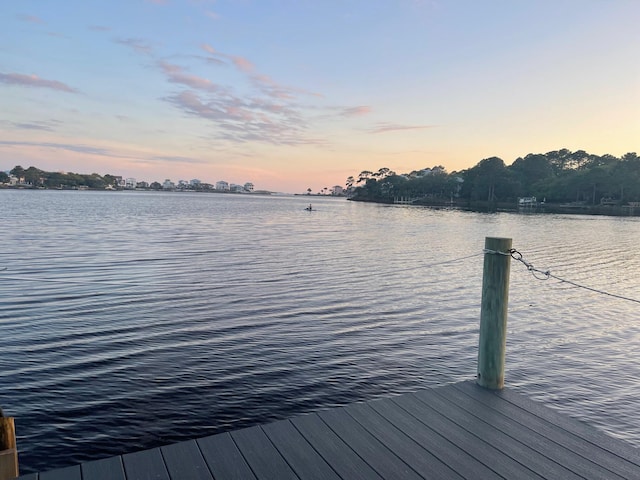 view of dock featuring a water view