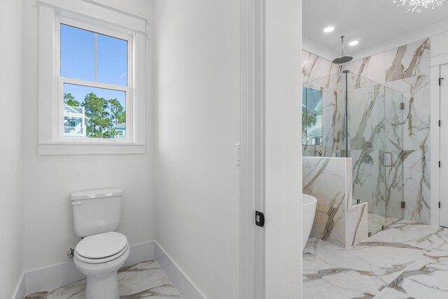 bathroom featuring toilet and walk in shower