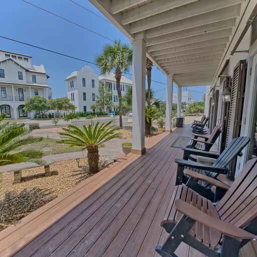 wooden terrace featuring a porch