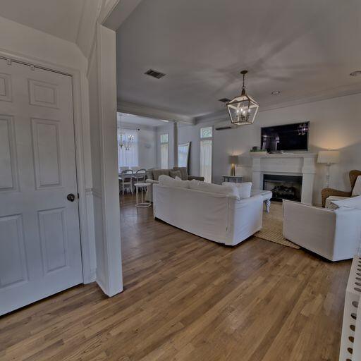 living room with hardwood / wood-style floors