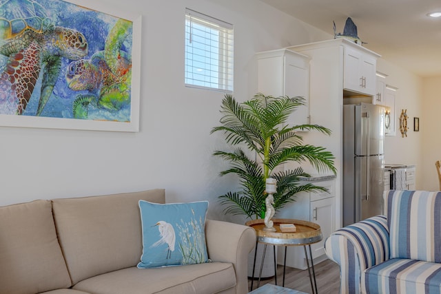 living area featuring hardwood / wood-style floors