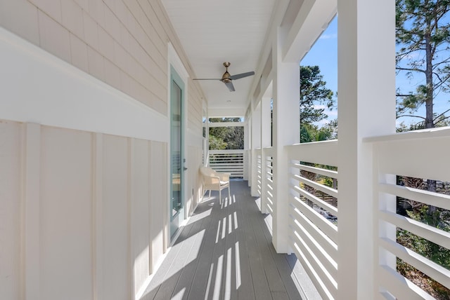 balcony with ceiling fan