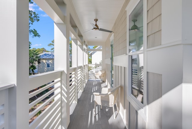 balcony with ceiling fan