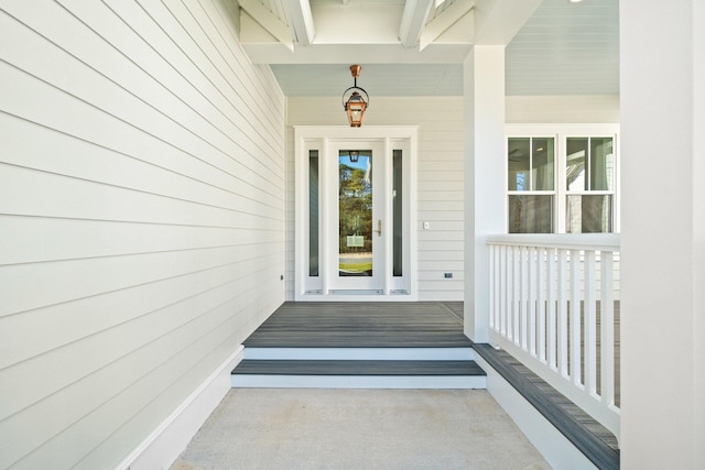 entrance to property with a porch