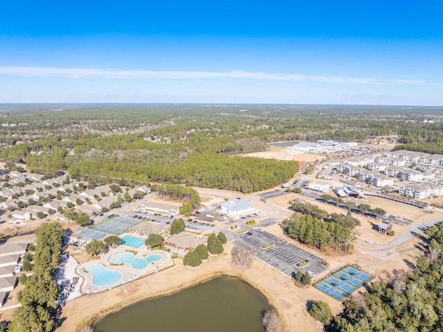 bird's eye view featuring a water view