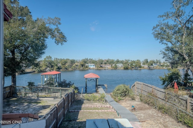 property view of water with a boat dock