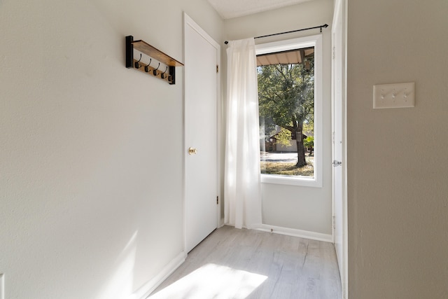 doorway with light hardwood / wood-style floors