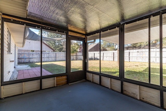 view of unfurnished sunroom