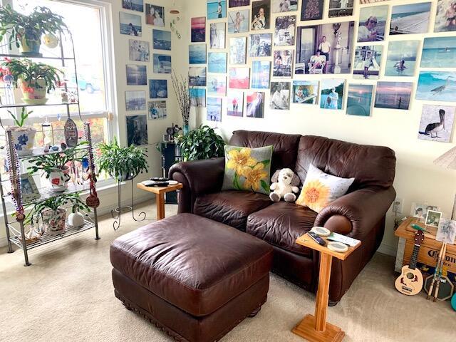 living area with carpet floors