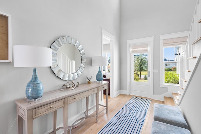 foyer entrance featuring light hardwood / wood-style floors