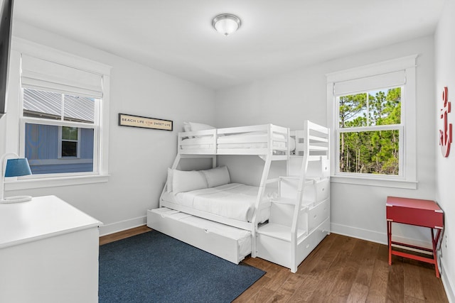 bedroom featuring dark hardwood / wood-style floors