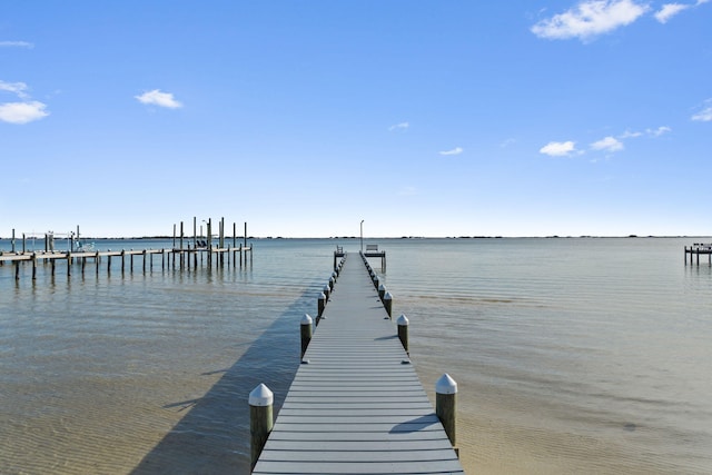 view of dock featuring a water view