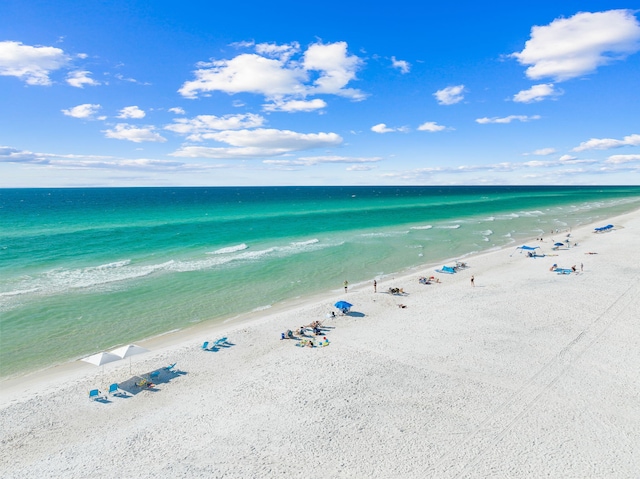 property view of water featuring a view of the beach