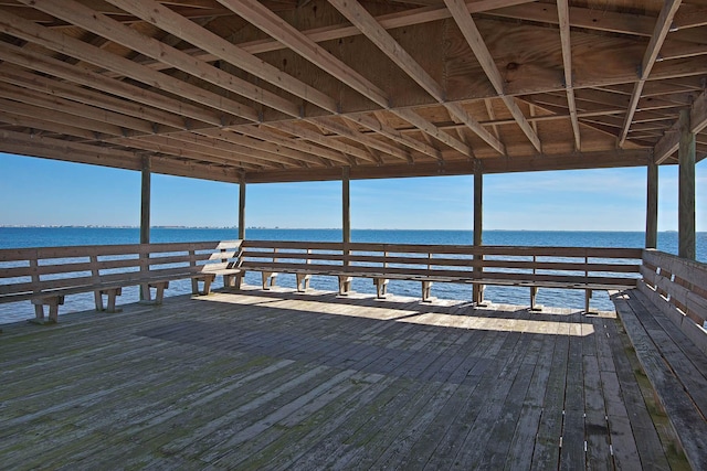 dock area with a water view