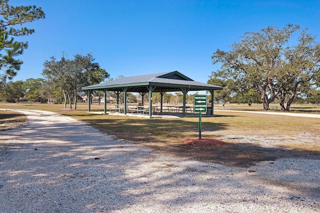 view of community with a gazebo