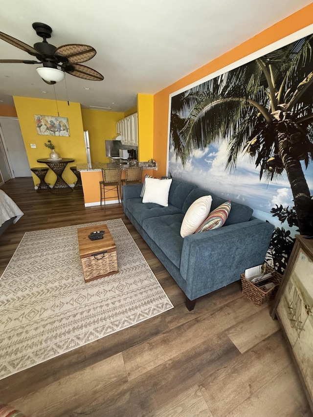 775 Gulf Shore Dr Unit 8224, Destin, FL 32541 - living room featuring a ceiling fan and wood finished floors