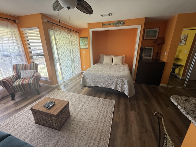 775 Gulf Shore Dr Unit 8224, Destin, FL 32541 - bedroom with baseboards, ceiling fan, wood finished floors, and visible vents