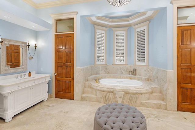 bathroom featuring vanity and crown molding