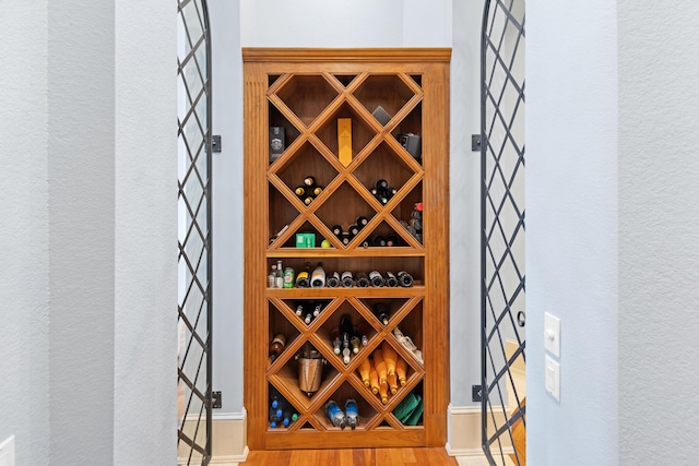 wine area featuring light hardwood / wood-style floors