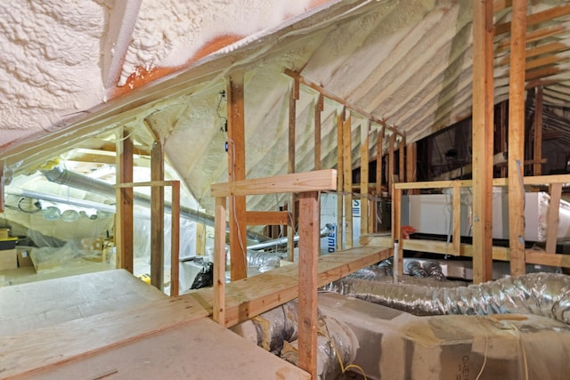 view of unfinished attic