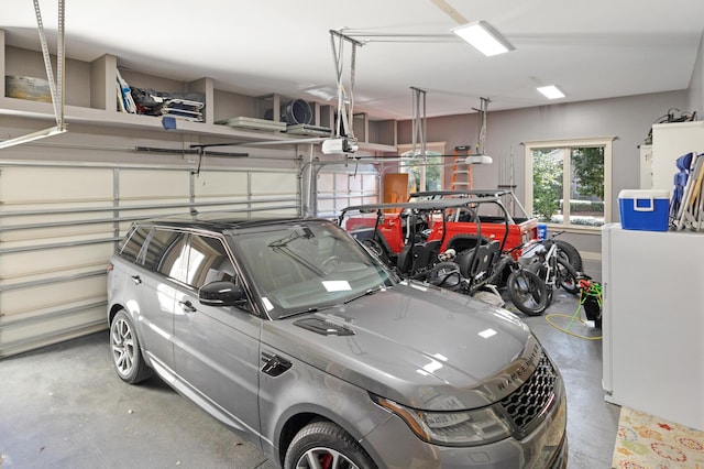 garage with a garage door opener