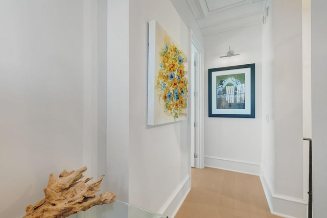 corridor with light hardwood / wood-style flooring