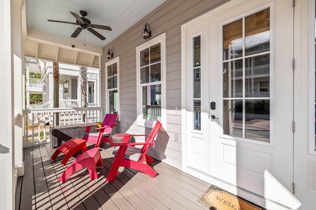 deck featuring ceiling fan