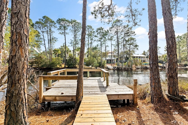 view of dock featuring a water view