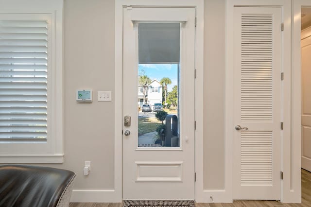 entryway featuring light hardwood / wood-style flooring