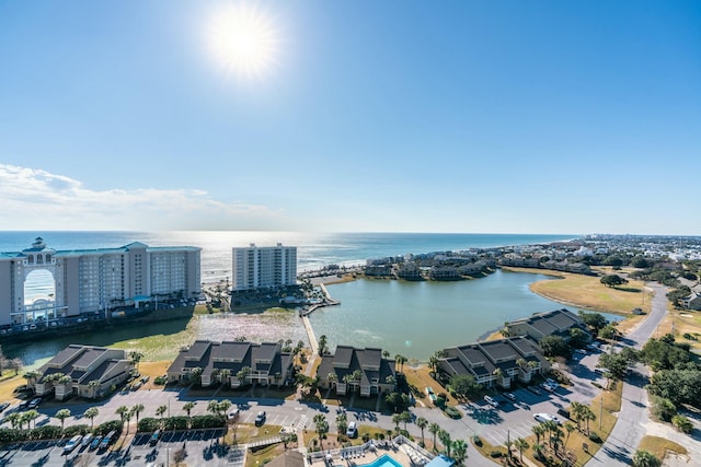 bird's eye view featuring a water view