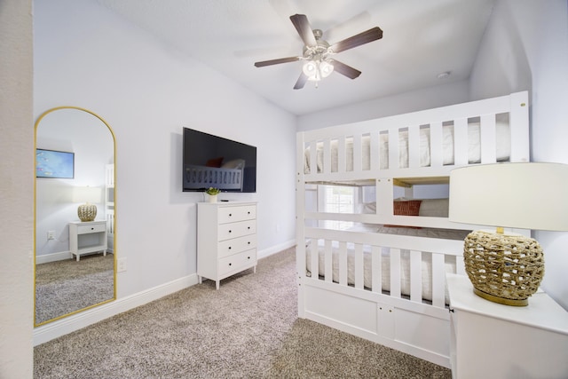 bedroom featuring carpet flooring and ceiling fan