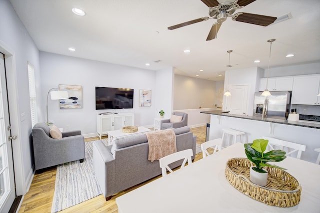 living room featuring light hardwood / wood-style flooring