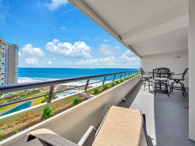 balcony with a water view