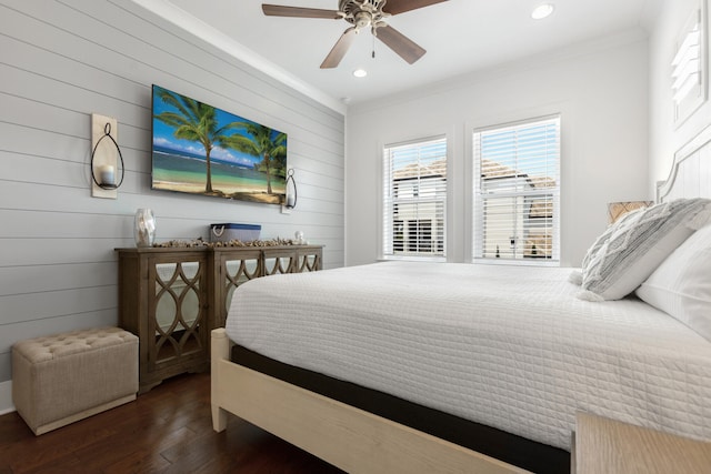 11 Wadleigh Way, Miramar Beach, FL 32550 - bedroom with ceiling fan, ornamental molding, wood finished floors, and recessed lighting