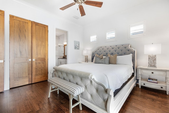 11 Wadleigh Way, Miramar Beach, FL 32550 - bedroom featuring hardwood / wood-style flooring, ceiling fan, and ensuite bathroom