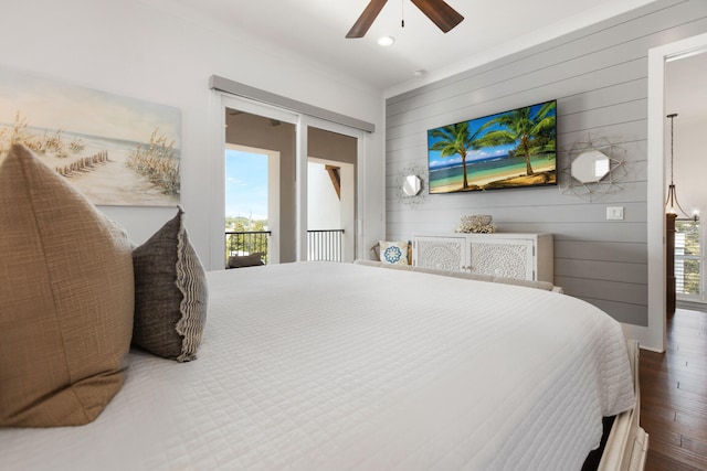 11 Wadleigh Way, Miramar Beach, FL 32550 - bedroom featuring access to exterior, a ceiling fan, wood finished floors, and recessed lighting